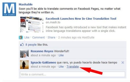 Facebook lanza su servicio de traducción automática de comentarios