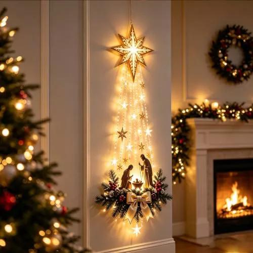 Belén iluminado para decoración de pared