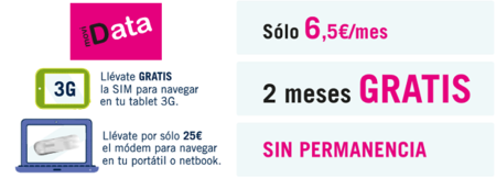 moviData ofrece dos meses de bono de Internet gratuito sin permanencia