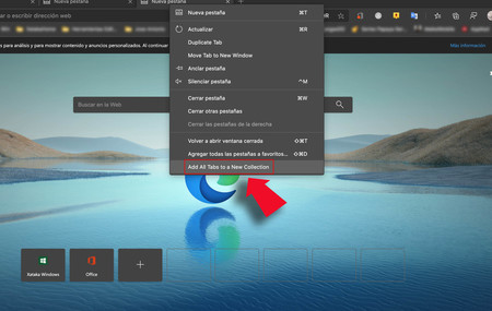 Edge para Chromium ya permite añadir todas las pestañas abiertas a Colecciones