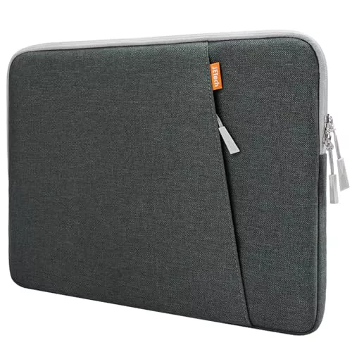 JETech Funda Portátil para 13-14 Pulgadas MacBook Air/Pro (M5/M4/M3/M2/M1) 2021-2025, 13-13,6 Pulgadas Portátil, Impermeable Antigolpes Blanda Bolsa con Bolsillo (Gris Oscuro)
