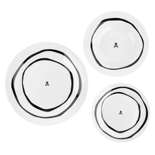 Set vajilla 12pc Porcelana Blanco y Negro Scalpers Home