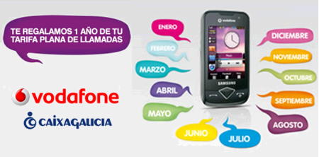 Tarifas Planas de voz Vodafone con cuota gratis por domiciliar la nómina en Caixa Galicia