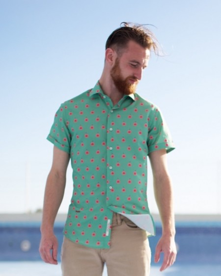 camisa estampado flamencos hombre