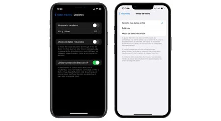 iPhone 11以前(左)とiPhone 12以降(右)では「低データモード」をオフにします。