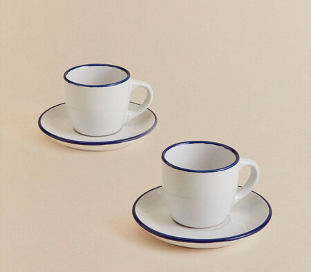 Pack De 2 Tazas De Cafe 9 Cl Con Plato En Gres Ronilena