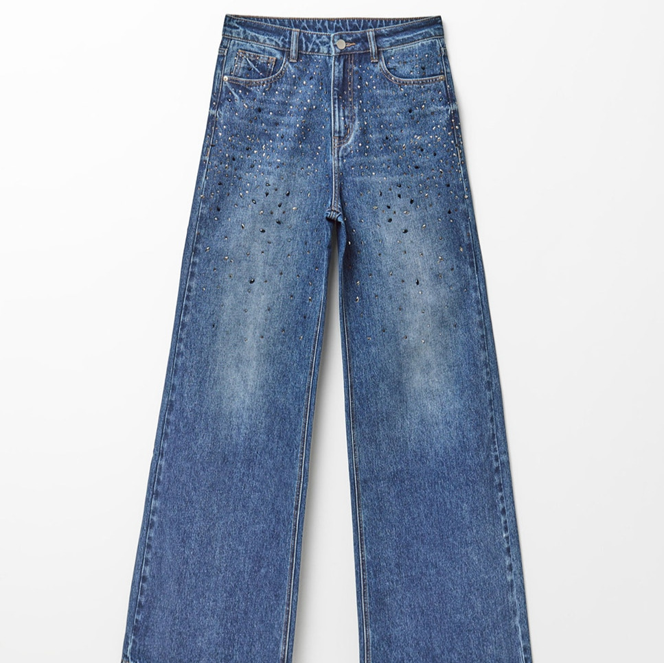Jeans palazzo cintura súper alta - Sfera - Azul Suave