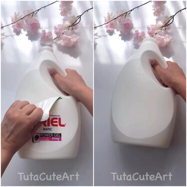 No lo sabía, pero si reutilizamos el envase del detergente acabado, podemos hacer esta cesta de almacenamiento para el hogar 