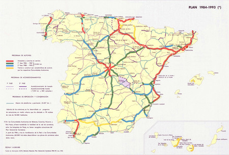 Mapa de autopistas en España (1993)
