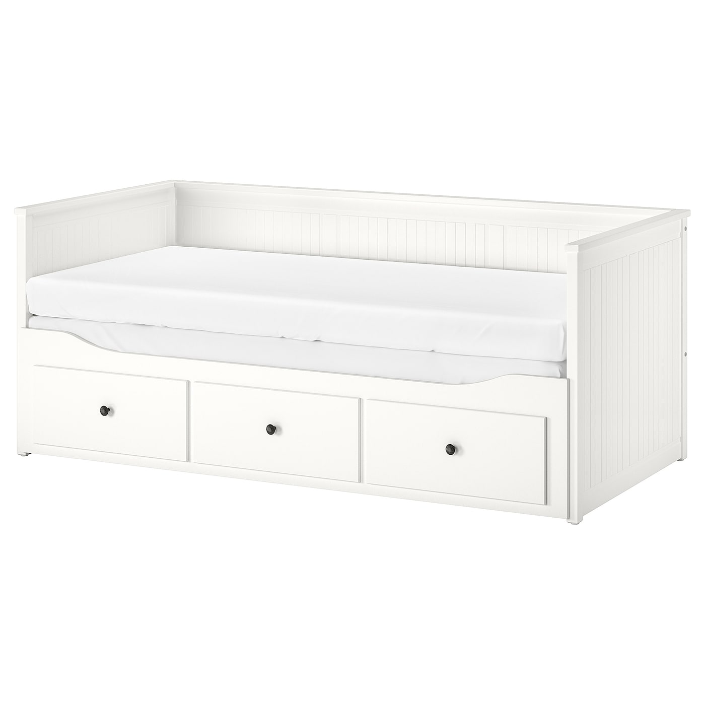 HEMNES
Diván con 3 cajones y 2 colchones, blanco/Husvika firme80x200 cm