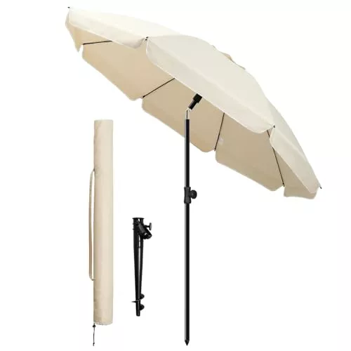 VOUNOT® Sombrilla Playa Grande Ø200cm y Soporte Arena