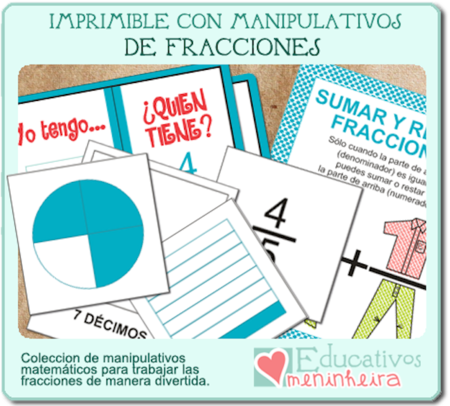 "Imprimible con manipulativos de fracciones": un nuevo recurso de Educativos Meninheira
