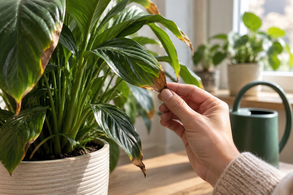 Las puntas marrones de tus plantas no siempre piden agua: hay una comprobación que conviene hacer antes de regar 