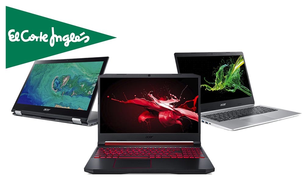 9 portátiles Acer con hasta un 15% de descuento, envío gratis o recogidas Click&Collect y Click&Car en El Corte Inglés