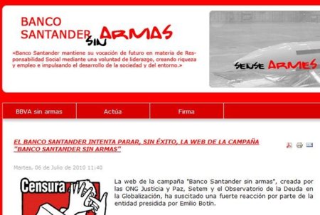 Movistar intentó cerrar una web crítica con el Banco Santander