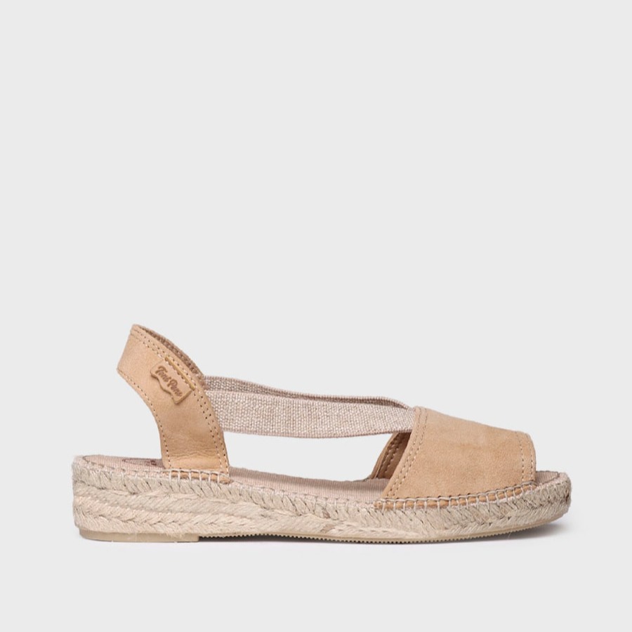 Toni Pons - Alpargatas de cuña de mujer de ante con elásticos.