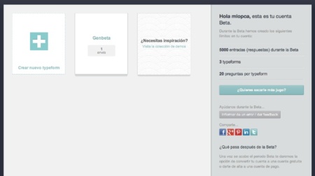 Typeform panel administración encuestas