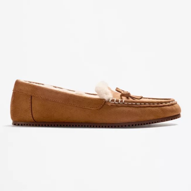 Mocasines con efecto ante y forro de peluche