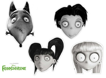 Máscaras de Frankenweenie para imprimir en Halloween