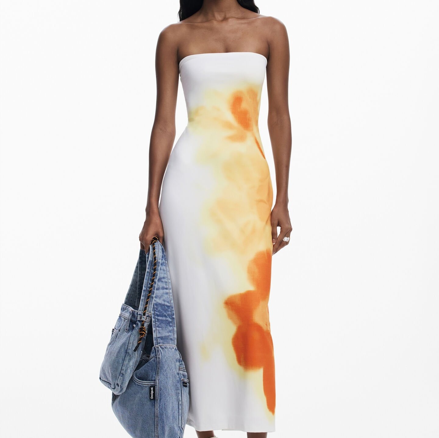 Vestido bandeau flores