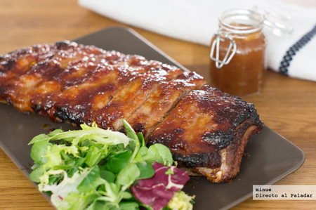 Costillas de cerdo caramelizadas con mermelada de manzana. Receta