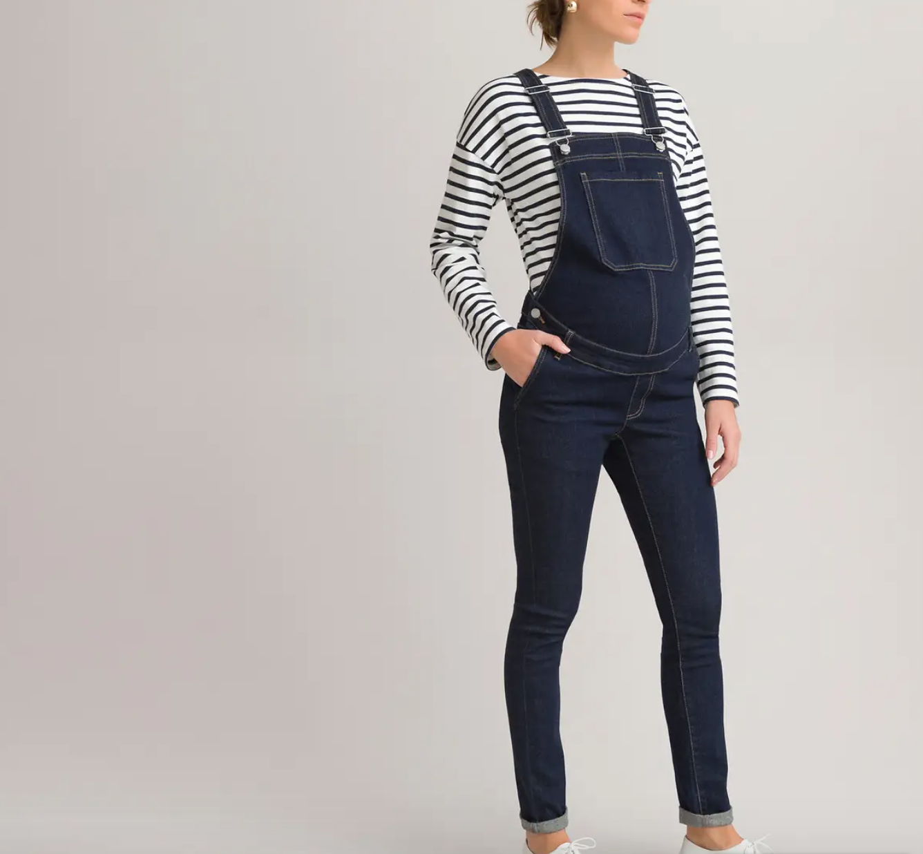 Peto de embarazo de denim natural