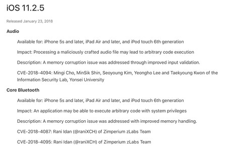 Seguridad iOS 11.2.5