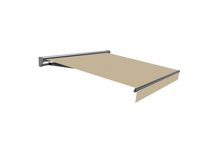 Toldo Osaka brazo extensible manual semicofre color gris y tela beige 2,95x2m