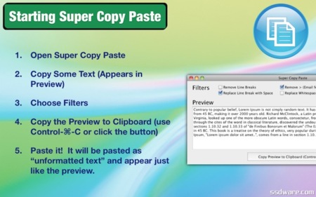 Super Copy Paste para OS X, elimina el formato de los textos del portapeles, gratuito por tiempo limitado