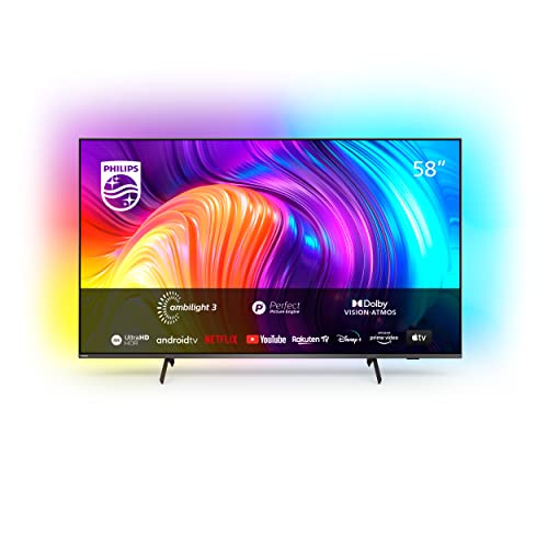 Philips 58PUS8517/12 LED Android TV 4K UHD 58" con Ambilight en 3 Lados, Principales formatos HDR compatibles, P5 Picture Engine, Compatible con Google Assistance y Alexa, 2022