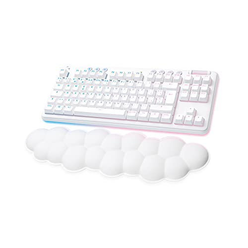 Logitech G715 Teclado Para Gaming Inalámbrico con Iluminación LIGHTSYNC RGB, LIGHTSPEED, Interruptores Táctiles y Reposamanos Para Teclado, Compatible con PC y Mac, Blanco Niebla - QWERTY Español