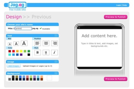 Jag.ag, crea tu sitio web para dispositivos móviles