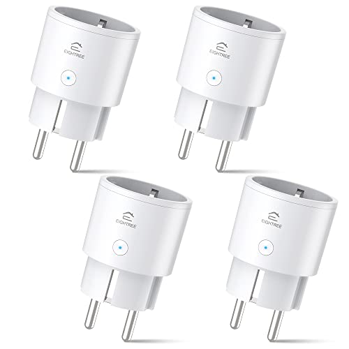 EIGHTREE Enchufe Inteligente Alexa, Enchufe Wi-Fi Medidor Consumo, Compatible con Alexa&Google Home, 4 Pack