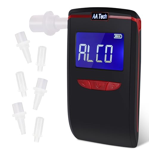 HooJtny Alcoholímetro Homologado DGT, Alcoholimetro Portátil Certificado Profesional, Alcoholímetro Digital con 6 Boquillas Sensor Semiconductor