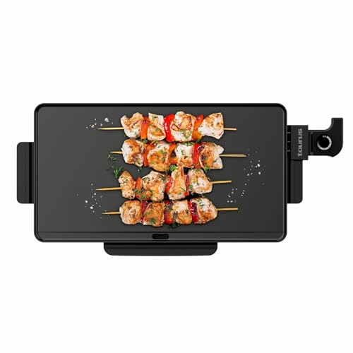 Taurus – Plancha de Asar Steakmax 2200, Superficie 49x27 cm, 2200W, Antiadherente, Sin PFOA, Temperatura Regulable, Asas Frías, Bandeja Recogegrasas, 4-6 Personas, Pies Antideslizantes, Negro