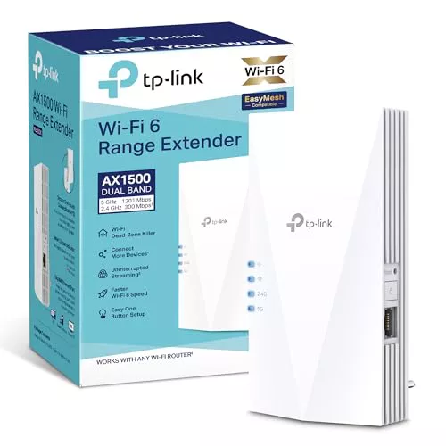 TP-Link RE500X Repetidor WiFi 6 AX1500 Doble Banda, 1 Puerto GE, EasyMesh
