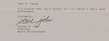 Un fan le pidió un autógrafo a Steve Jobs hace 43 años. Se lo negó, pero escribió una carta que se vendió por 410.000 euros