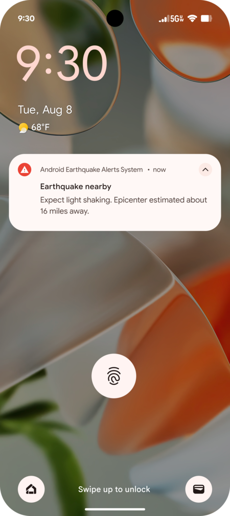 Notificação enviada no caso de tremores fracos | Imagem: Google