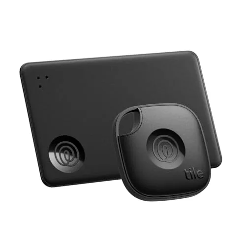 Tile by Life360 Starter Pack (2024) - Localizadores Bluetooth para Llaves, Carteras y Mucho más. Compatible con iOS y Android. Localizador de teléfonos. Paquete de 2 (Mate Negro/Slim)