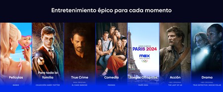 Captura de pantalla de la web de Max mostrando algunos de los contenidos disponibles en la plataforma