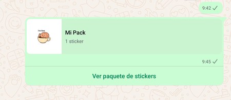 Paquete creado y compartido en el chat