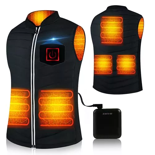 SKKAEO Chaleco Calefactable Hombre Mujer - Chaqueta Calefactable, 10000mAh Batería Chaleco Calefactor para Deporte de Invierno