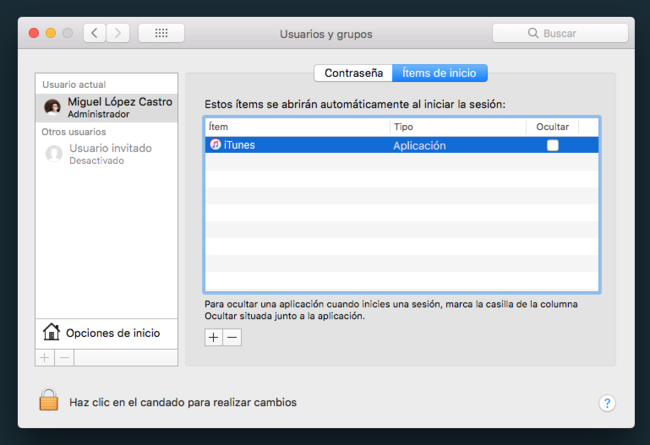 Items Inicio Macos