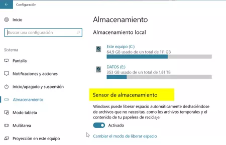 Sensor De Almacenamiento