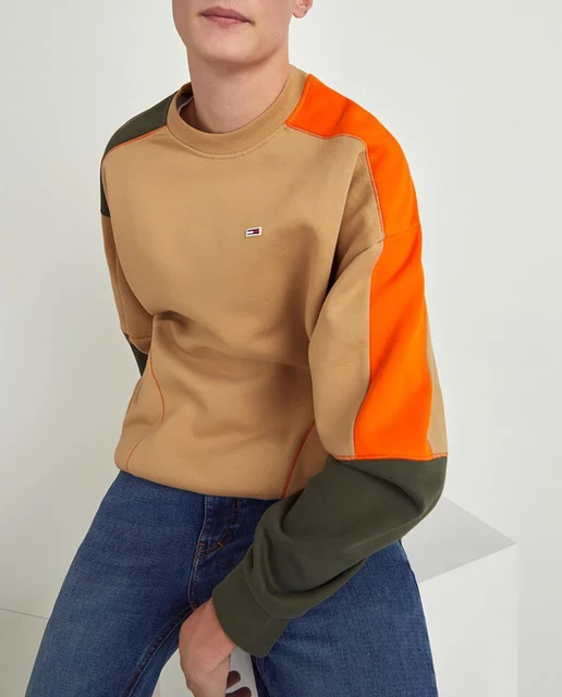 SUDADERA DE HOMBRE CON ALGODÓN ORGÁNICO MULTICOLOR CON CUELLO REDONDO