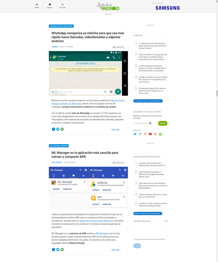 Diseño anterior Xataka Android