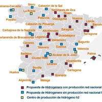 Este optimista mapa muestra que viajar por toda España en coche eléctrico de hidrógeno será posible en 2025