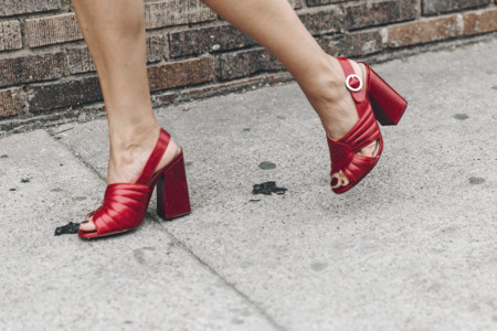 Goodnight Macaroon Levis Vintage Checked Blouse Pink Shirt Red Heels Marni Sandals Dallas 47