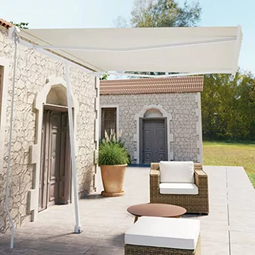 FIRBNUS 300x250 cm Toldo de pie Automático Crema Toldo Automático Toldo Retractil Exterior Toldos Exterior Terraza Retractil Toldo Balcon Toldo Completo Exterior Toldo Motorizado