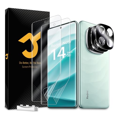 JZG 2+2 Piezas Protector Pantalla para Xiaomi Redmi Note 14 Pro Plus 2 Piezas + Protector de Lente de Cámara 2 Piezas